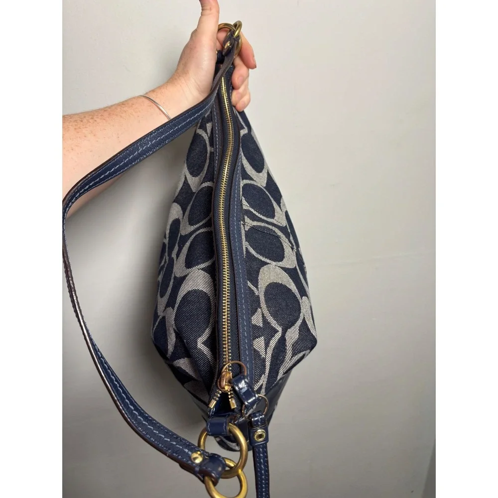 Coach Legacy Signature Denim Hobo Bag Y2K Navy Blue Style 12549